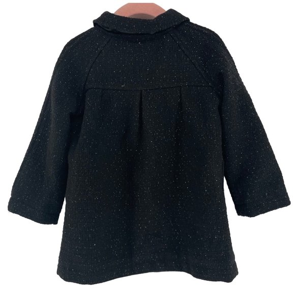 Gymboree Girl's Size 2 Toddler Black Tweed & Silver Sparkly Wool Blend Coat - Picture 2 of 5